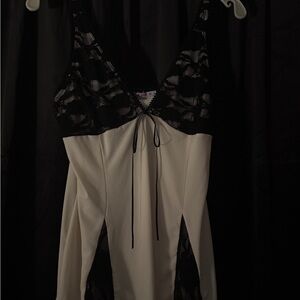 Elegant Lace Trim Black and Cream Camisole